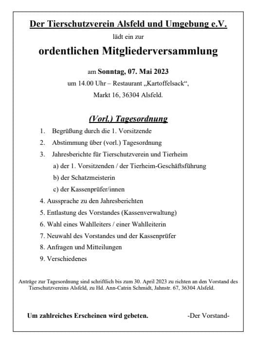 Mitgliederversammlung