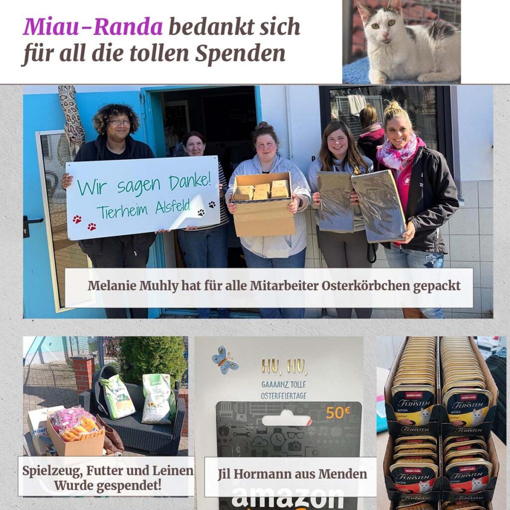 Ein schönes Osterfest und tolle Spenden erreichten uns im April